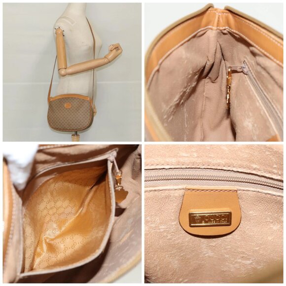 GUCCI Micro GG Canvas Shoulder Bag Beige Gold - Picture 16 of 16